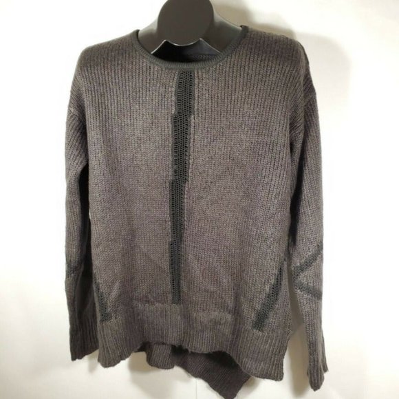 DEVOTED Colorblock Open Knit Sweater Medium Black Charcoal Long Sleeve Acrylic - Picture 4 of 10